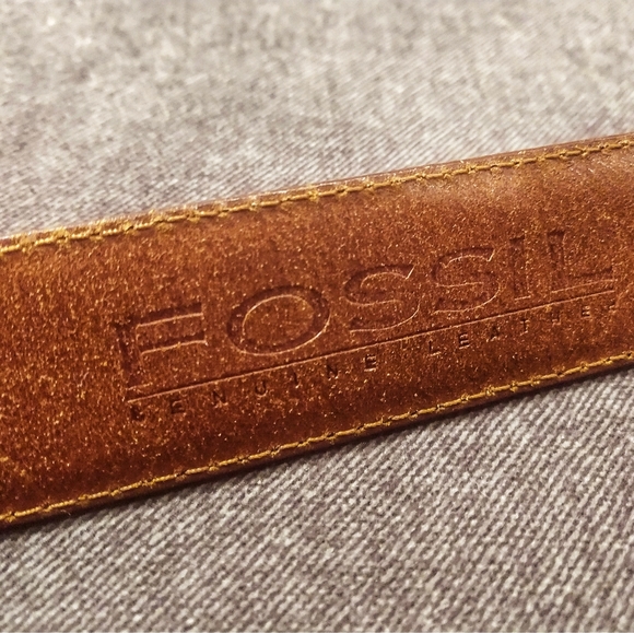 Vintage Fossil Silver Concho Leather Belt L - Picture 5 of 5